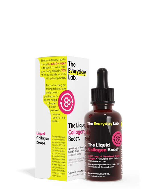 Frasco gotero de Liquid Collagen Boost, colágeno sublingual hidrolizado tipo I y III para piel, cabello y uñas saludables