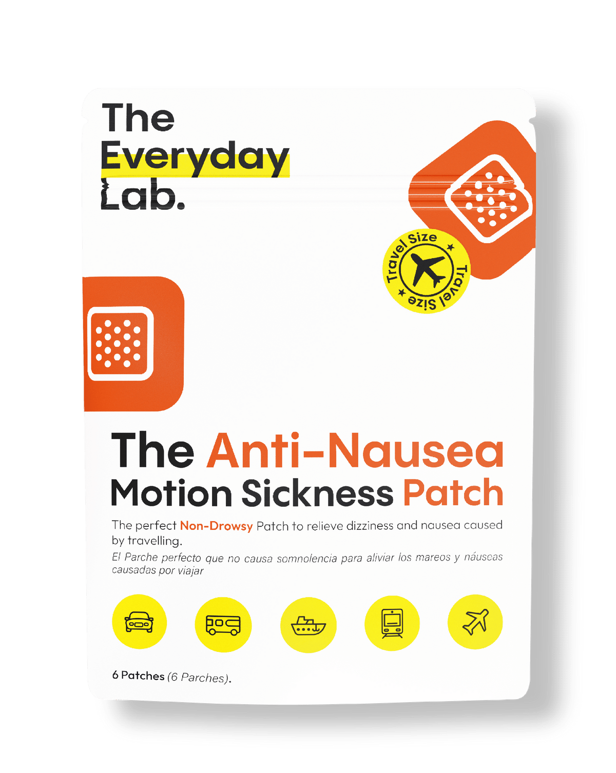 Parche para el Mareo Travel Size, paquete de 6 parches anti náuseas de The Everyday Lab, puede usarse hasta por 72 horas