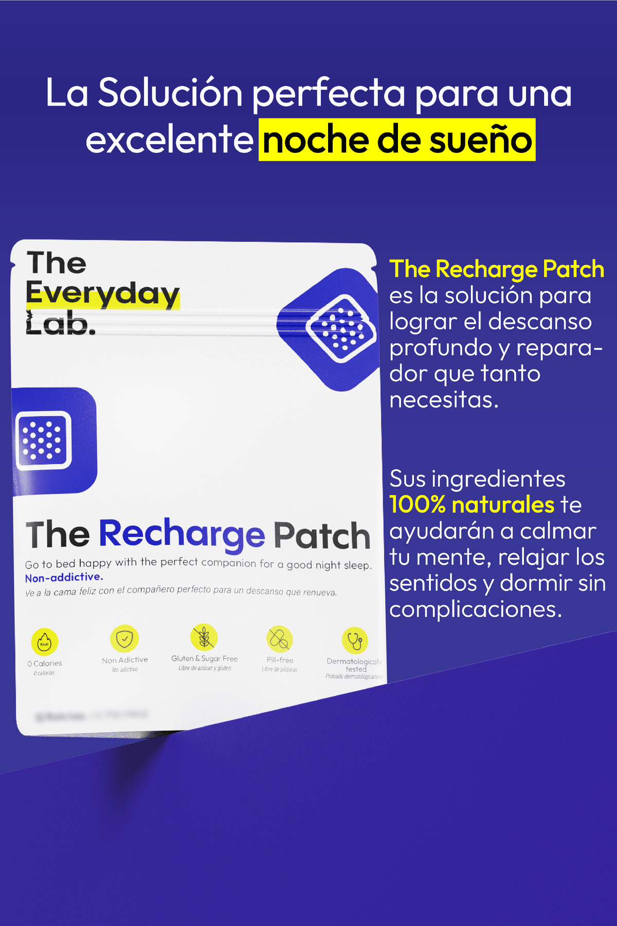 Paquete compacto de 6 parches transdérmicos para dormir con melatonina travel size de The Everyday Lab