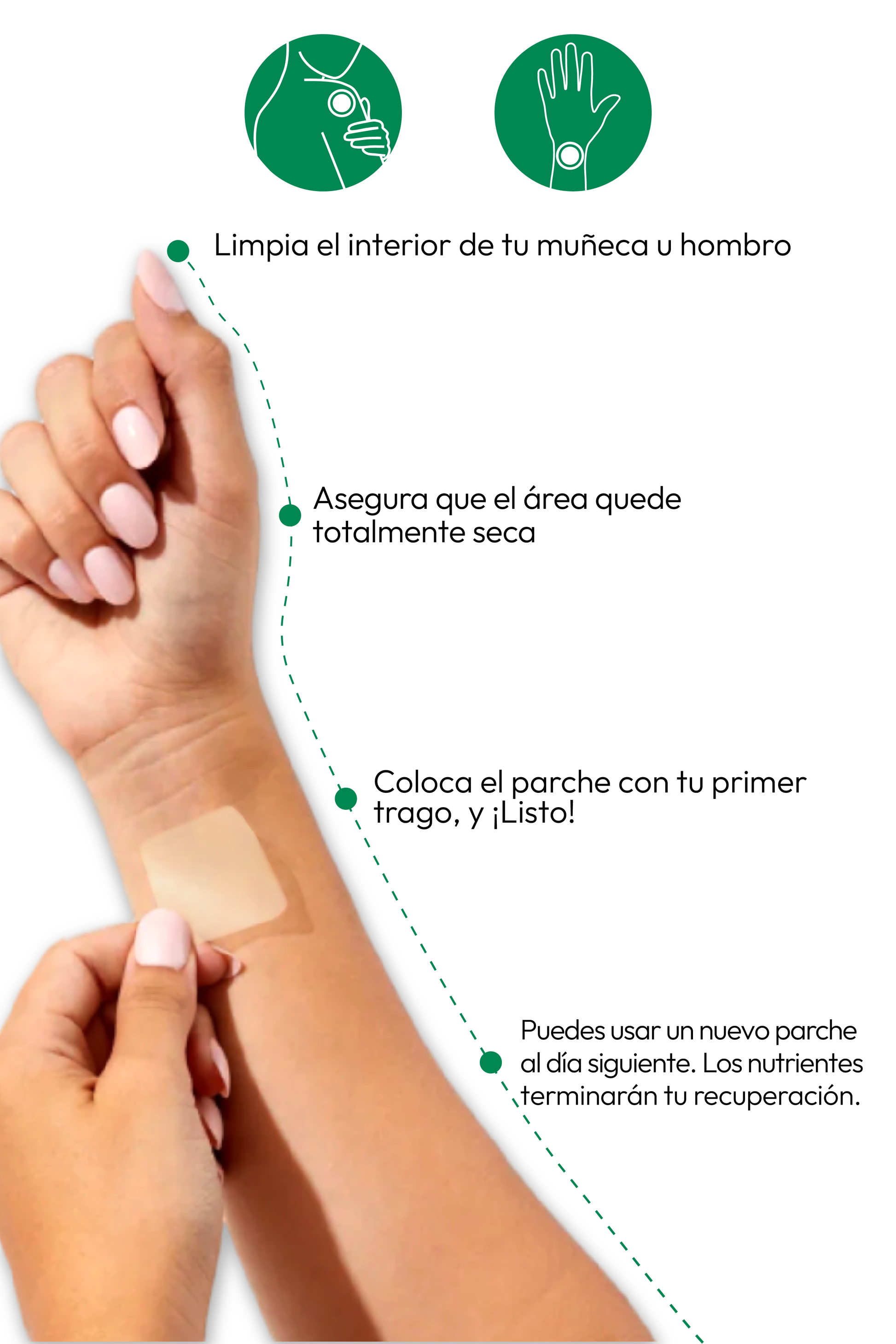 Parche anti cruda tamaño viaje de The Everyday Lab con 6 parches transdérmicos y vitaminas.
