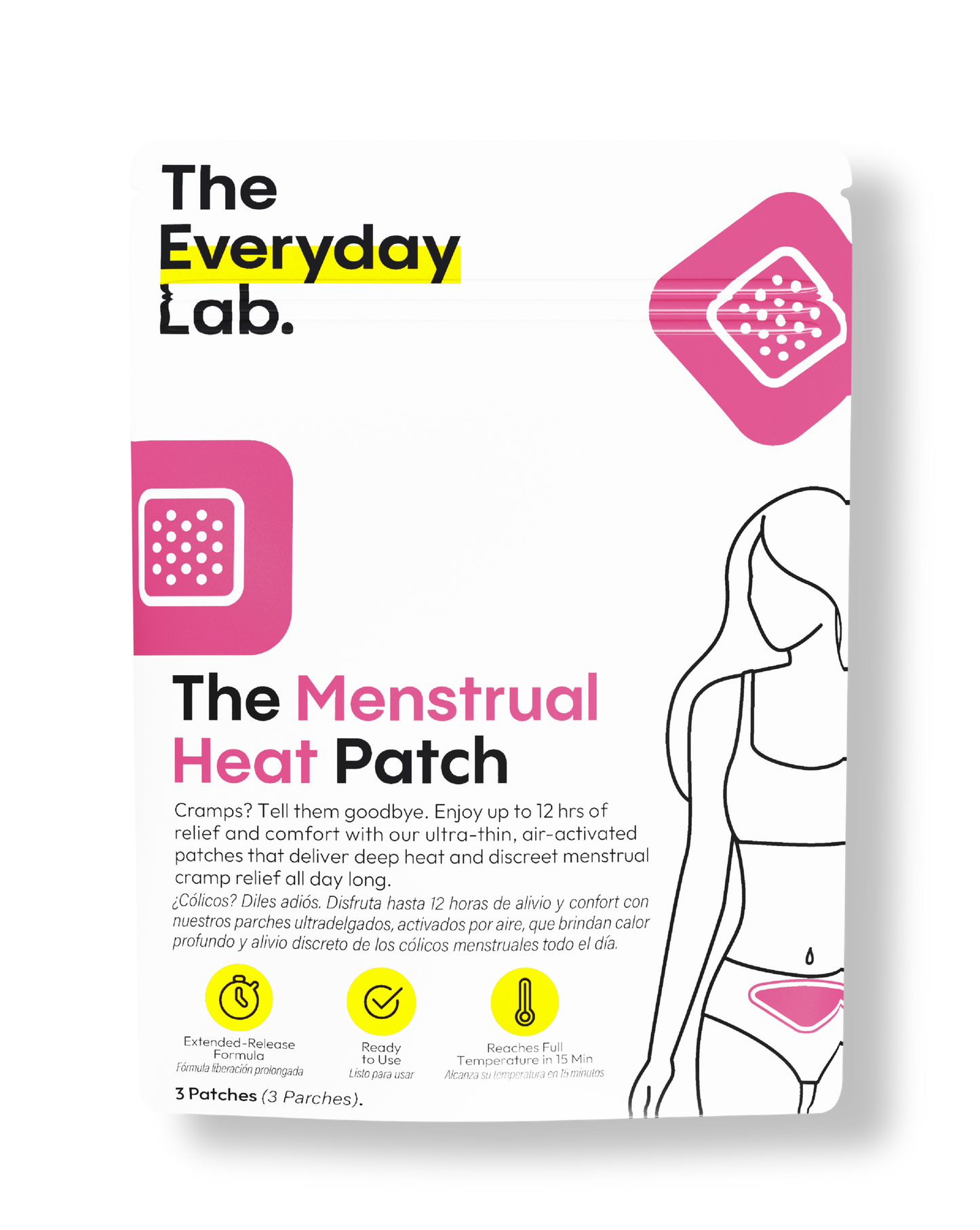 Parche caliente para cólicos menstruales ultradelgado con calor terapéutico constante para alivio del dolor abdominal