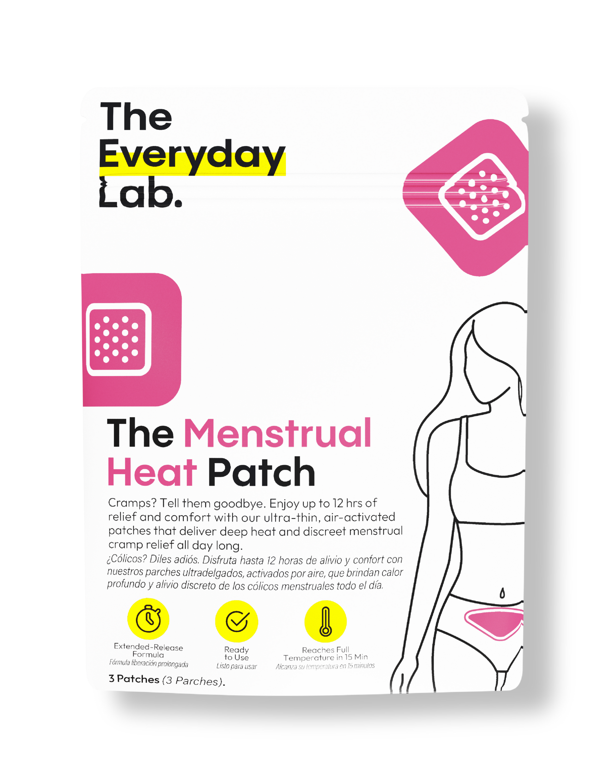 Parche caliente para cólicos menstruales ultradelgado con calor terapéutico constante para alivio del dolor abdominal