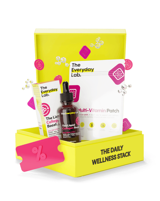 Kit The Daily Wellness Stack con colágeno sublingual y parche multivitamínico para bienestar diario