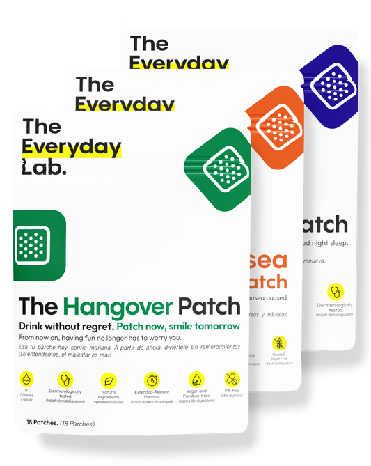 The Ultimate Party Bundle with anti-nausea, hangover, and sleep patches for relief and recovery