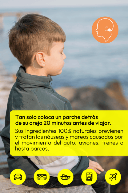 Parche contra el mareo para niños de The Everyday Lab con ingredientes naturales y uso transdérmico