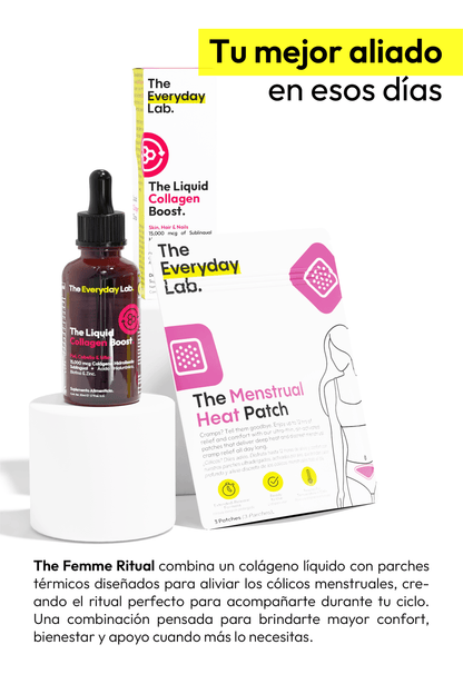 Kit The Femme Ritual con colágeno sublingual y parches térmicos para el alivio menstrual