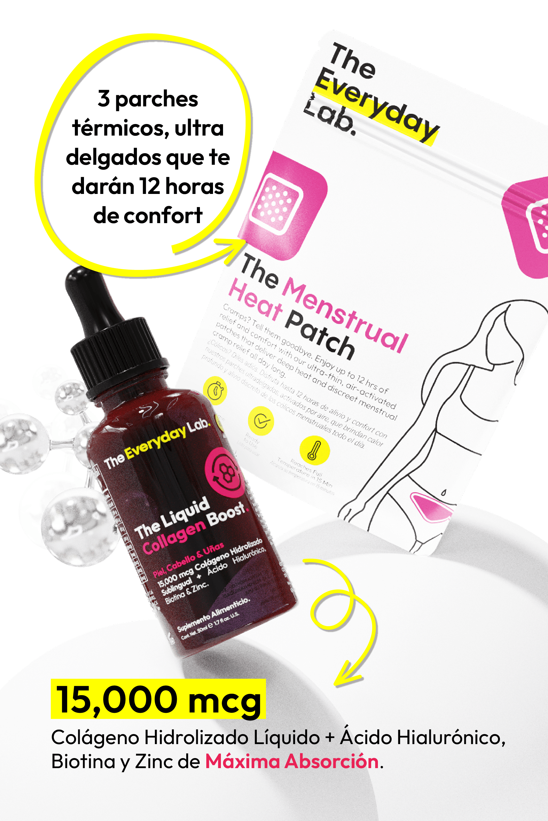 Kit The Femme Ritual con colágeno sublingual y parches térmicos para ciclo menstrual
