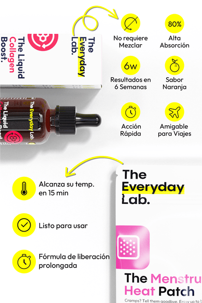 Kit The Femme Ritual con colágeno sublingual y parches térmicos para el ciclo menstrual